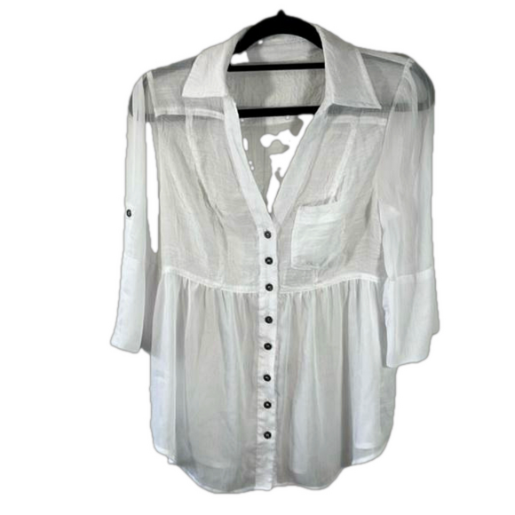 bebe Tops - Bebe sheer flowy button down blouse